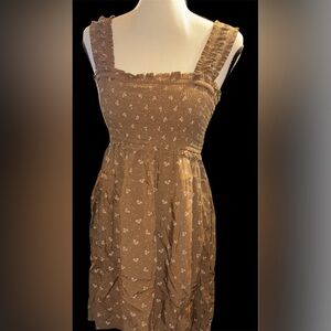 Old Navy Brown Strapless Smocked Sundress with White Floral Print